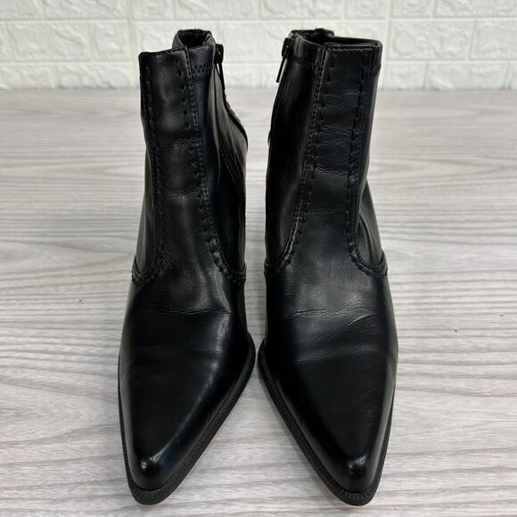 Franco Sarto Ankle Boots WMNS 5.5M Black Leather Side Zip Stiletto Pointed Toe - Picture 9 of 11